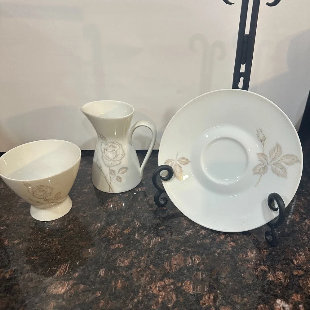Rosenthal Classic Rose Creamer Sugar Bowl Saucer Plate Set Raymond Loewy Germany